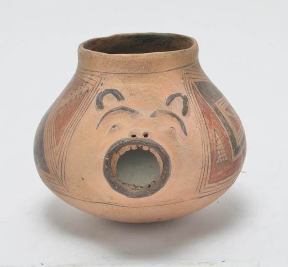 Mexican Animal Form Pottery Vessel Geometric Motif