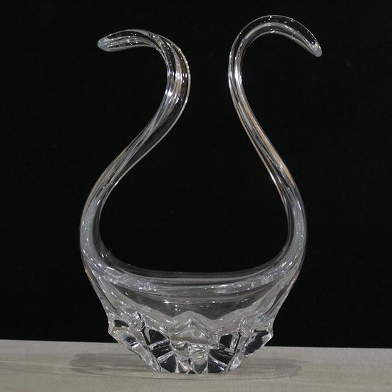 Mid-Century Modern Crystal Glass Basket Sculpture