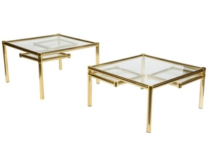 Milo Baughman Style - Brass Swivel Tables
