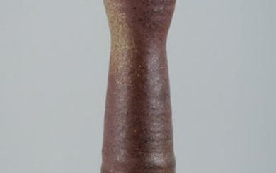 Mobach, Holland, large unique ceramic vase. Tall and slim vase in shades of brown.