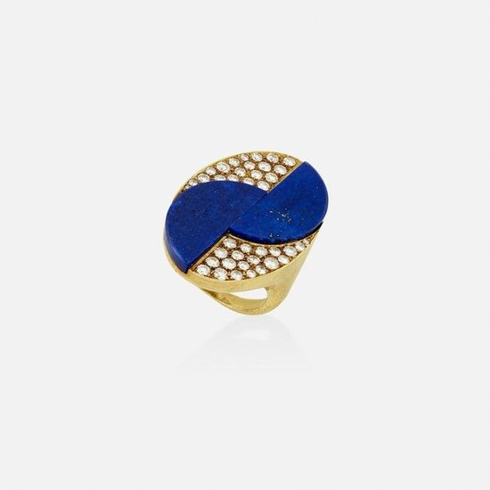 Modernist, Lapis lazuli and diamond ring