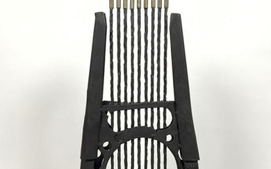 Modernist Signed ALBERT Metal Table Sculpture. Harp for