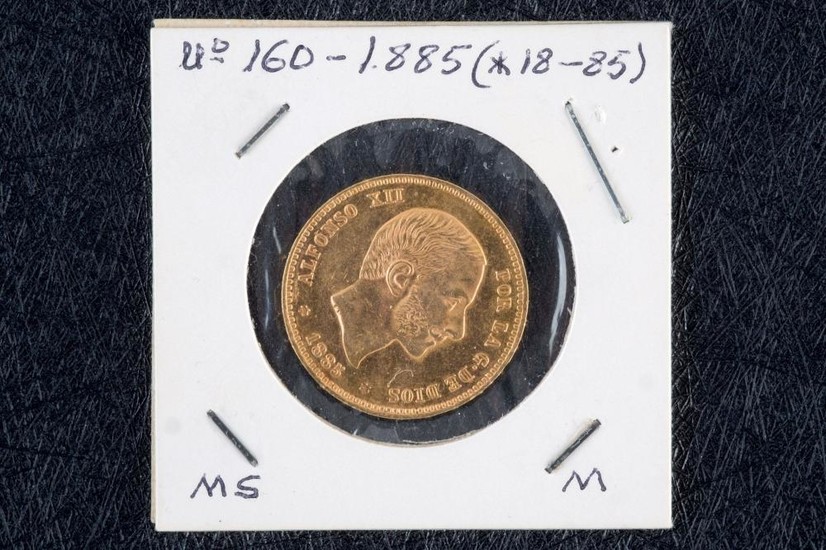 Moneda de 25 pesetas, Alfonso XII, 1885, MSM, (*18-85).