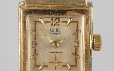 Montre-bracelet GUB Glashütte Années 1950, boîtier numéro 73074, doublé, mouvement à remontage manuel avec 15...