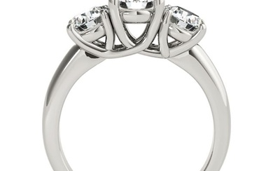 Natural 1.5 CTW Diamond Engagement Ring 18K White Gold