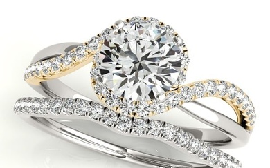 Natural 1.5 CTW Diamond Engagement Ring SET 18K Yellow Gold