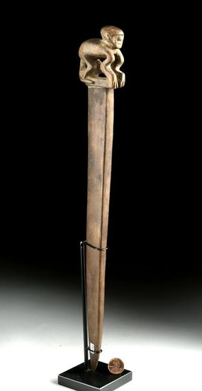 Nazca Wooden Textile Loom Stick w/ Monkey