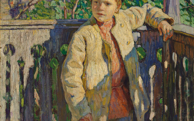 Nikolai Bogdanov-Belsky (1868-1945), Portrait of a young boy wearing a cap