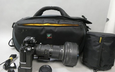 Nikon F2 AS 35mm SLR Film Camera W/ MD-2 Motor Drive MB-1 Battery Pack 300mm Lens