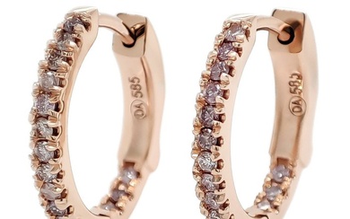 No Reserve Price - 0.34 Carat Pink Diamonds - Earrings - 14 kt. Rose gold