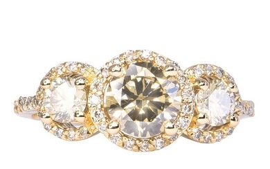 No Reserve Price - 1.61 ctw - 14 kt. Yellow gold - Ring - 0.81 ct Diamond - Diamonds