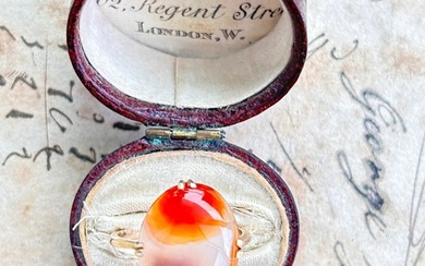 No Reserve Price - Ring Rose gold Carnelian
