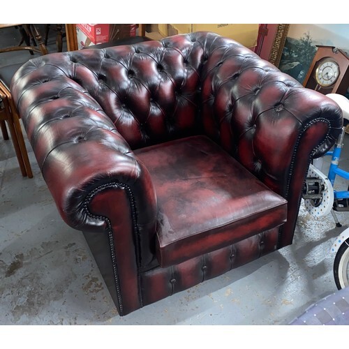 OXBLOOD RED CHESTERFIELD ARMCHAIR