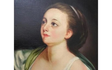 Oil Painting on Canvas, Peasant Girl With Green Dress
