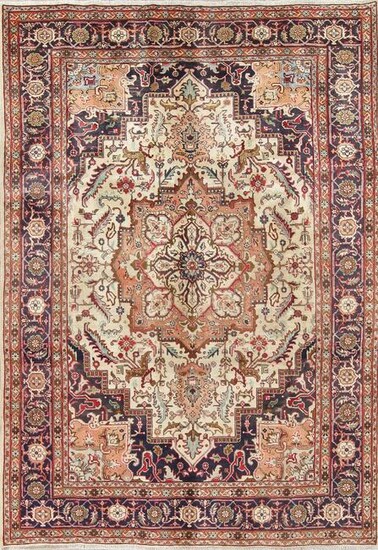 One-of-a-Kind Antique Heriz Serapi Persian Hand-Knotted