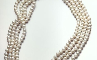Opera length freshwater pearl necklace.