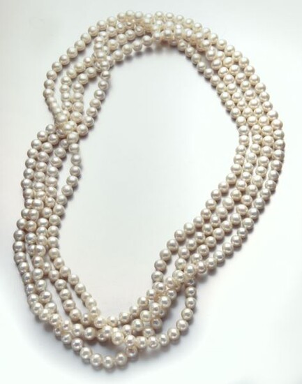 Opera length freshwater pearl necklace.