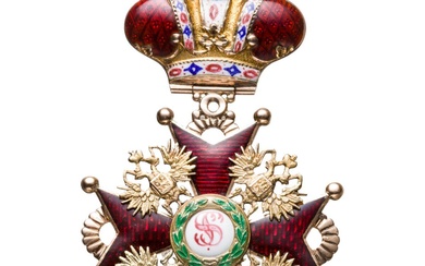 Ordre de Saint Stanislas - une croix de 2ème classe avec couronne, Russie, date 1866....