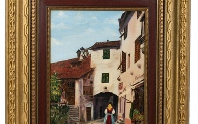 Oskar Fuchs, German Street Scene Painting