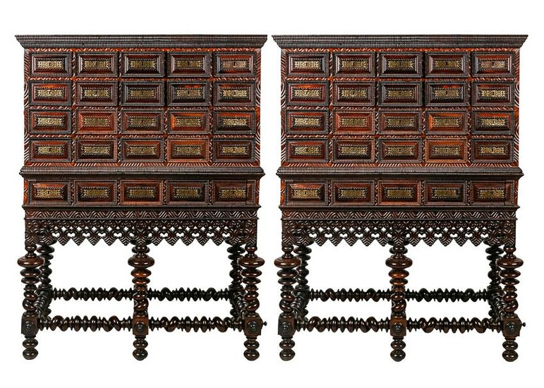 PAIR OF PORTUGUESE CABINETS ON STANDS