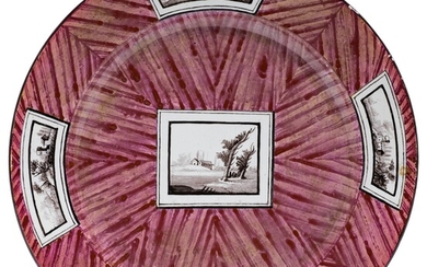 PETITE PLAQUE DE FAYENCEItalie, probablement Nove, vers 1800.Avec un décor de "faux bois" couleur manganèse...