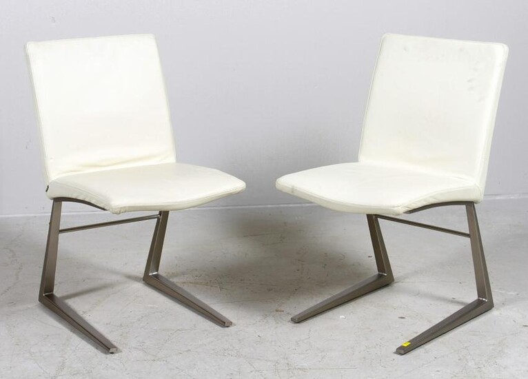 Pair BoConcepts Modern Design chrome and leather dining