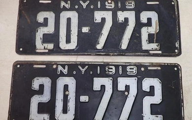 Pair of 1919 New York License Plates