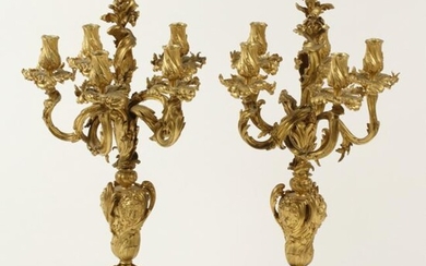 Pair of 19th Century Louis XV Style Five Light Dore
