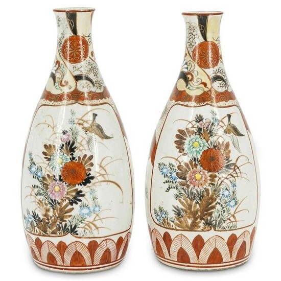 Pair of Antique Japanese kutani Porcelain Vases