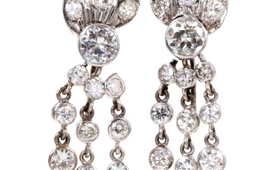 Pair of Art Deco diamond pendant earrings