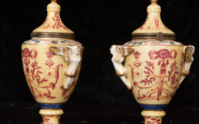 Pair of Fireplace Vases in German Meissen porcelain, late 19th...