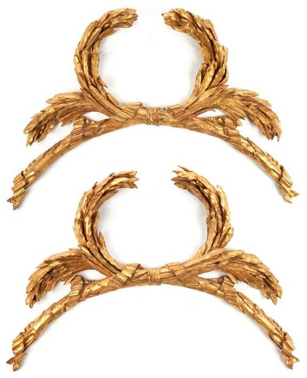 Pair of Large Architectural Carved Gilt Garland Swags