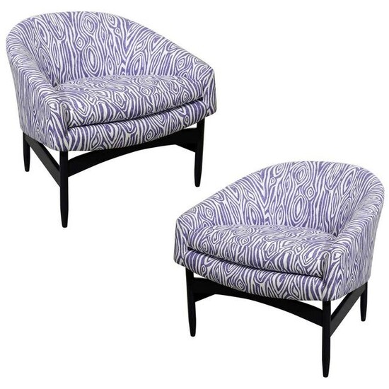 Pair of Newly Upholstered Purple & White Animal Print