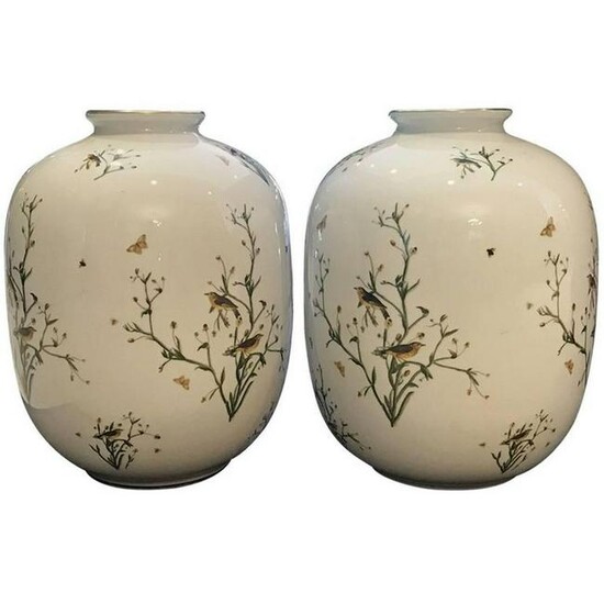 Pair of Rosenthal German Porcelain Ovoid Vases