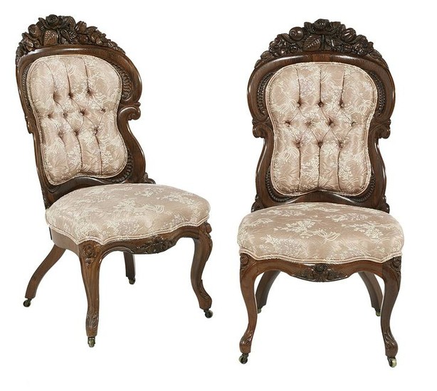 Pair of Rosewood Side Chairs, Attributed to Belter