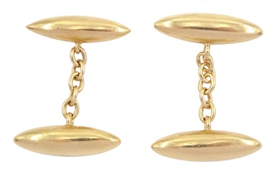 Pair of early 20th century rose gold oval cufflinks