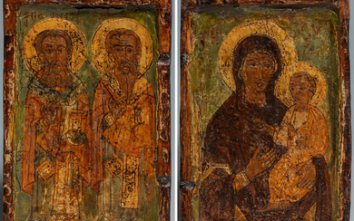Pair of small Russian 19th century icons