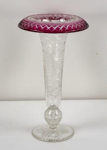 Pairpoint Trumpet Vase w/ Cut to Clear Rim