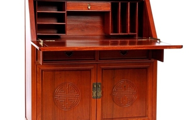 (-), Rosewood flap desk with carved decor, 111...