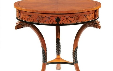 Parcel Ebonized and Inlaid Center Table
