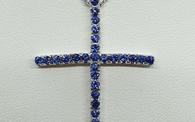 Pasquale Bruni - 18 kt. White gold - Necklace with pendant - 4.90 ct Sapphire