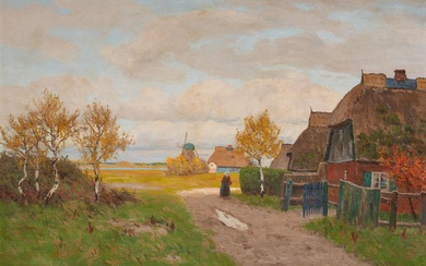 Paul Müller-Kaempff - Landscape with Cottages and a Windmill