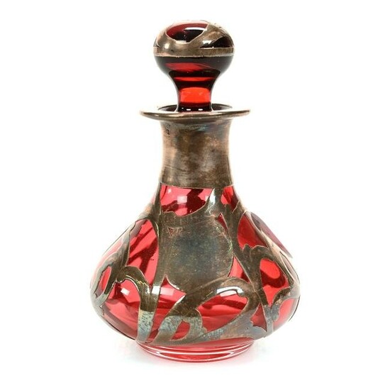 Perfume Bottle, Cranberry Art Glass