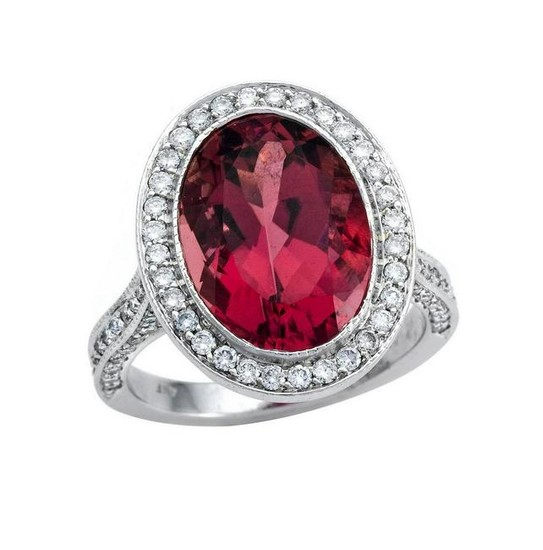 Pink Tourmaline & Diamond Ring`