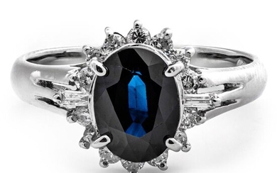 Platinum - Ring - 1.64 ct Sapphire - 0.31 ct Diamonds - No Reserve Price