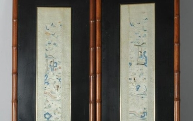 Pr. Framed Chinese Embroidered Sleeve Bands