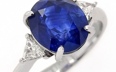 REMARKABLE 4.41ctw NATURAL ROYAL BLUE SRI-LANKA SAPPHIRE and Natural Diamonds- GRS Report - Platinum - Ring Diamonds - ***NO RESERVE PRICE***
