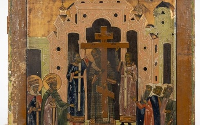 RUSSIAN ORTHODOX CHURCH / CATHEDRAL VIEW LARGE ICON PAINTING