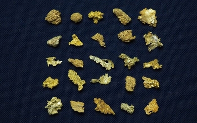 Rare Crystalline gold collection from Round Mountain Mine, Nevada, in display case Specimen - 3.85 g