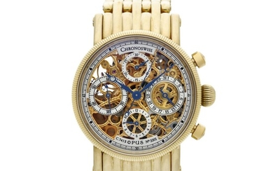Reference CH7521S Opus A yellow gold skeletonized automatic chronograph wristwatch with date and bracelet, Circa 2005